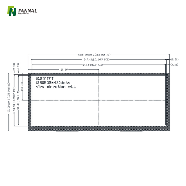 10.25" Wide-Temp Industrial TFT LCD | 1280×800 LVDS