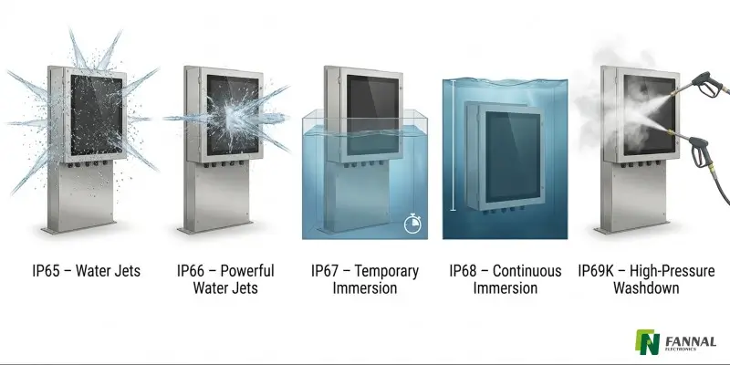 IP65 vs IP66 vs IP67 vs IP68 vs IP69K: Key Differences