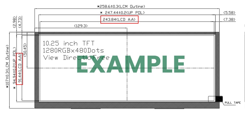 LCD module structure Active Area example